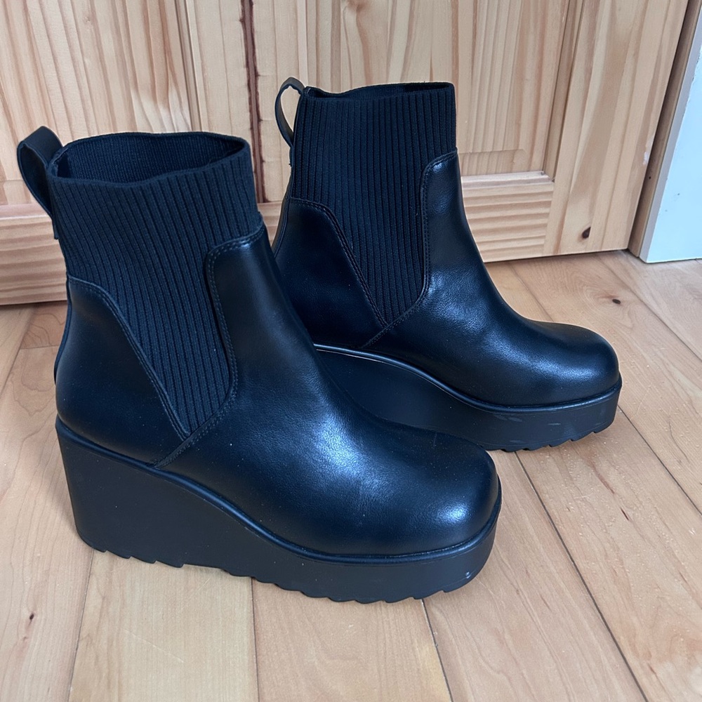 Call it spring Black Wedge Ankle Boots